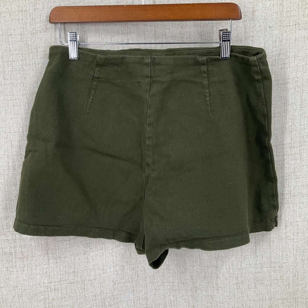 Zara Skort Women‎ Large Olive Green High Rise Mini Wrap Utility Classic Casual L